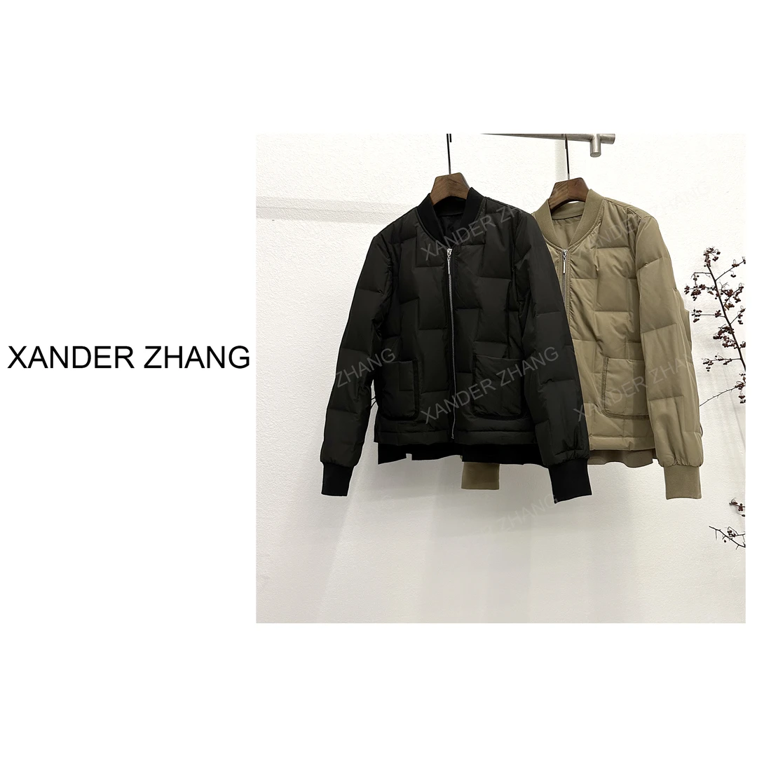 山大张设计师款拼接时尚短款羽绒服YBAW151减龄显瘦荷叶边拼接