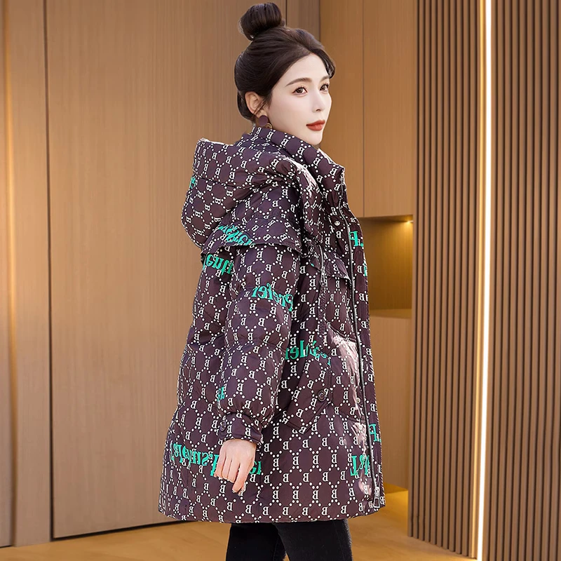 【保暖羽绒服】2025新款女装小香风格子羽绒服时尚秋冬中长款高端迷