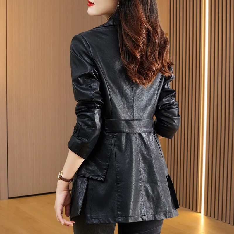 海宁皮衣外套女春秋2025新款爆款小个子休闲pu皮夹克杭州意法风衣