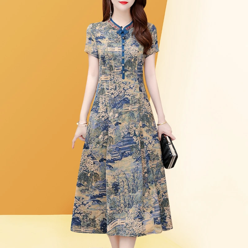 新中式国风连衣裙女夏季2024新款高端气质奢华精致时尚小个子裙子