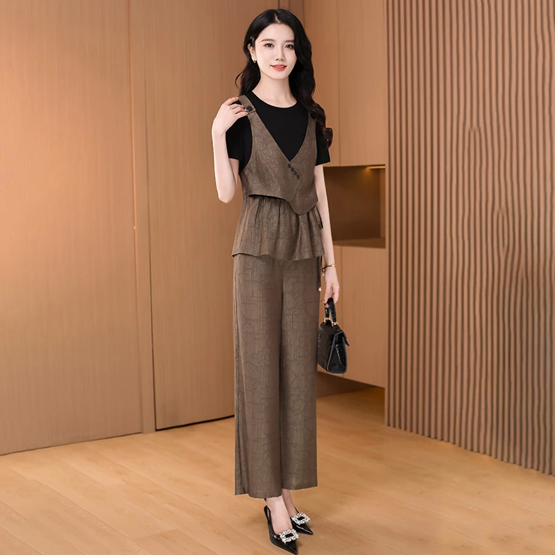 冰丝小香风两件套装女2025新款爆款高级感超火贵夫人品牌一整套夏