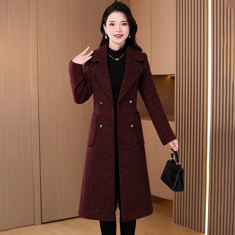 小香风衣毛呢外套女春秋冬2025新款贵夫人品牌妈妈中长款呢子大衣