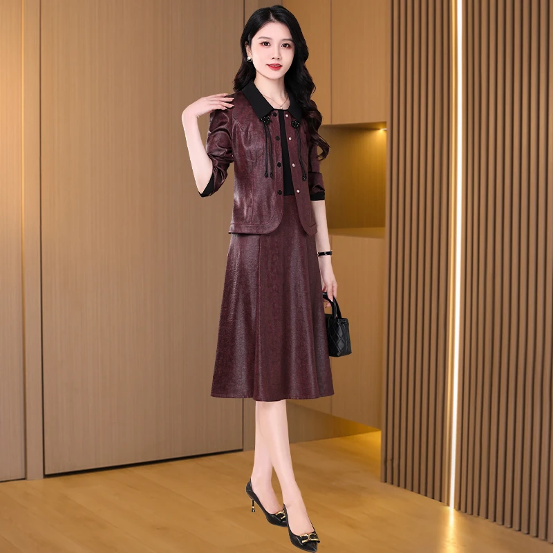 新中式阔太太时尚套装连衣裙女早秋2025洋气十三行气质欧货两件套