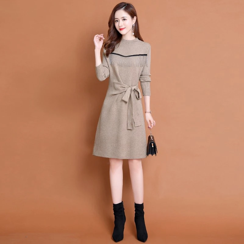 女款气质服装轻奢小众高级感连衣裙2025新款秋冬针织长袖洋气裙子