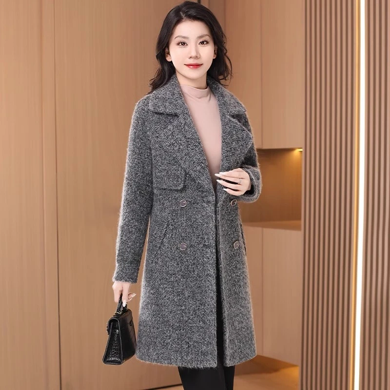 杭州流行毛呢绒内胆大衣女冬季2025新款时尚中长款品牌小个子外套