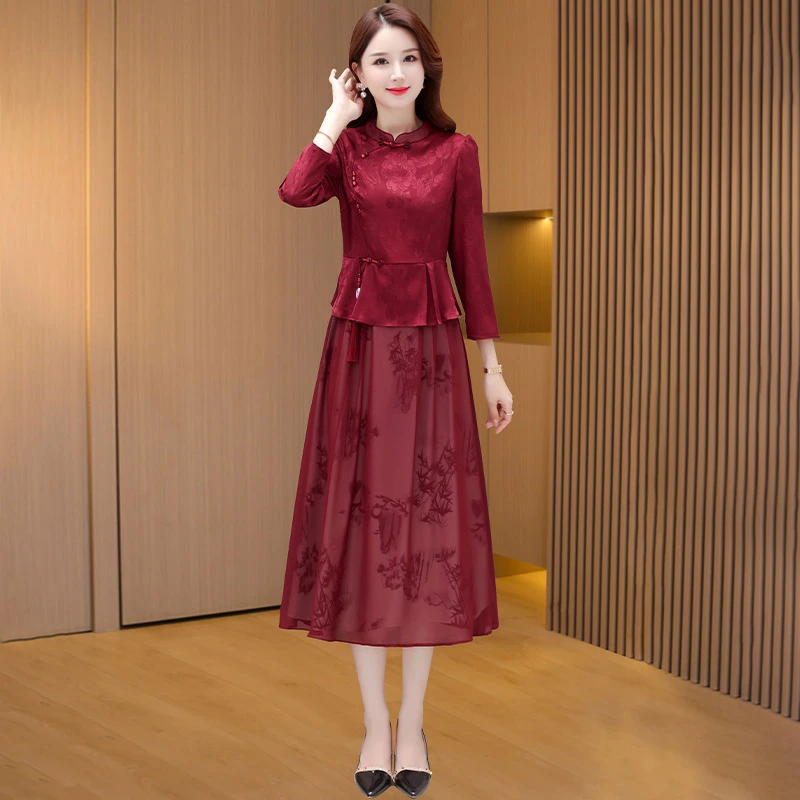 五一喜婆婆婚宴装2025新款高档品牌妈妈结婚衣服高贵礼服旗袍裙子