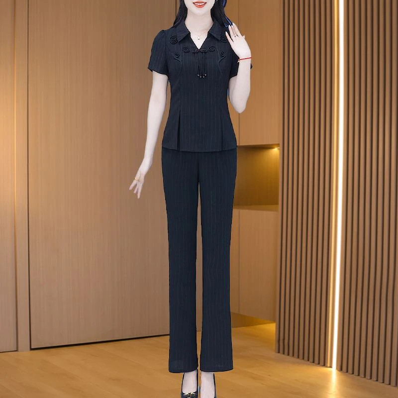 气场强大品牌职业套装女夏2025新款名媛高端时髦洋气妈妈两件套装