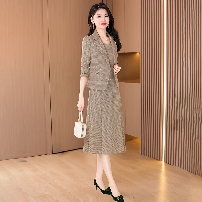 小香风套装连衣裙80后高贵上档次女装2025新轻奢入秋高级感两件套