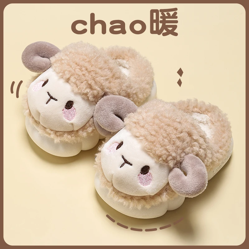儿童棉拖鞋冬男女童加绒保暖防滑中小童宝宝包跟居家小孩棉拖鞋