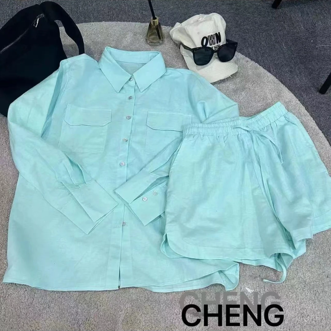 【AZ-套装】时尚衬衫潮流短裤休闲百搭夏季时尚套装