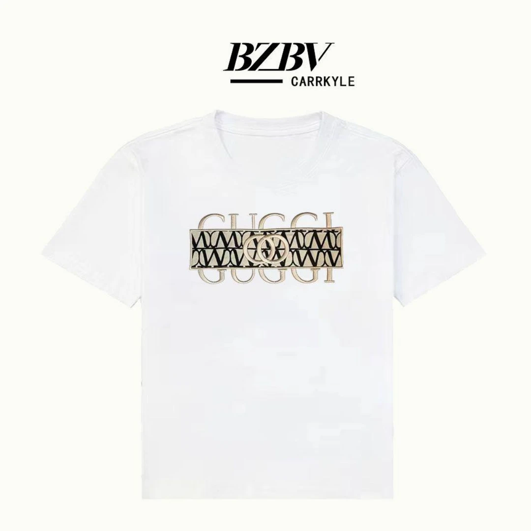 9923夏季时尚设计师款百搭经典刺绣轻奢休闲高奢圆领宽松男士T恤