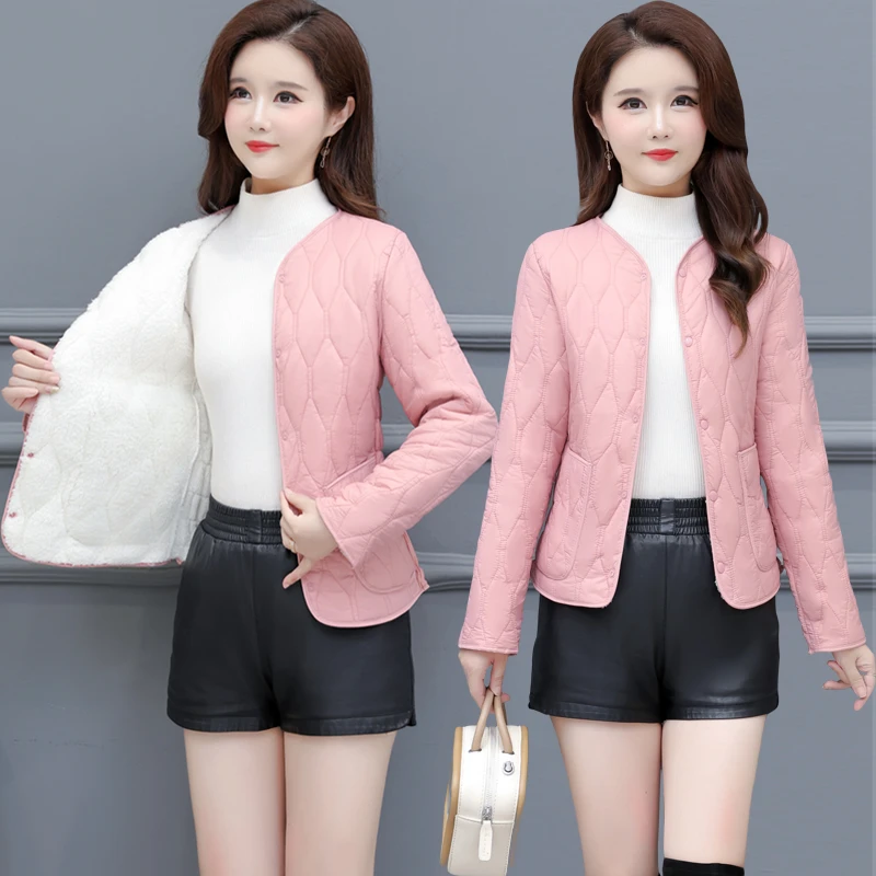 秋冬新款棉服2025女款加绒内胆棉衣修身显瘦防寒保暖中老年小棉袄