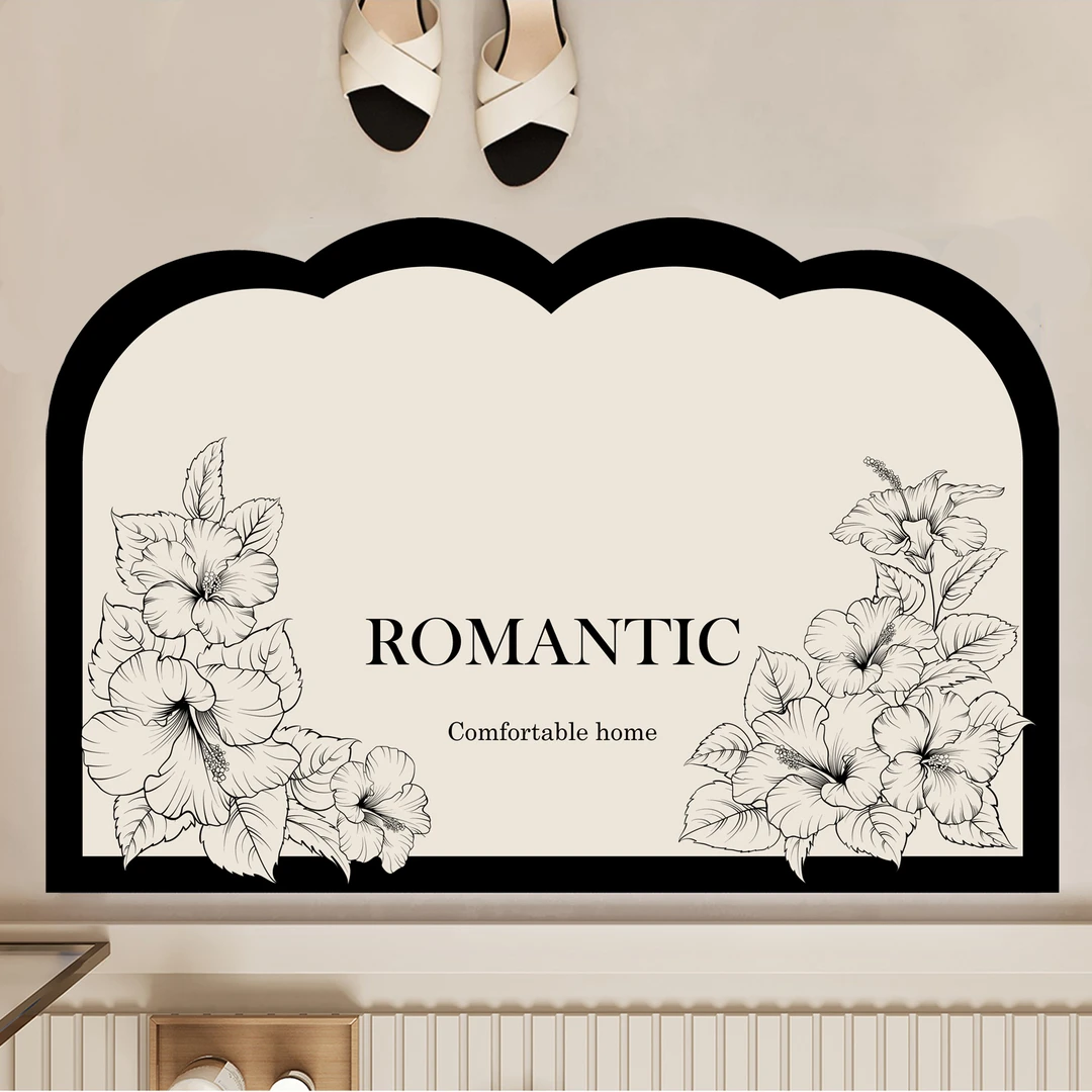 【浴室地垫】简约花朵吸水皮革轻奢现代风家用卫生间厨房免洗地垫