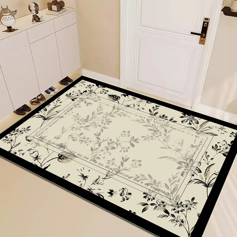 【皮革】轻奢简约花朵高级感进门地垫入户玄关免洗地垫可裁剪