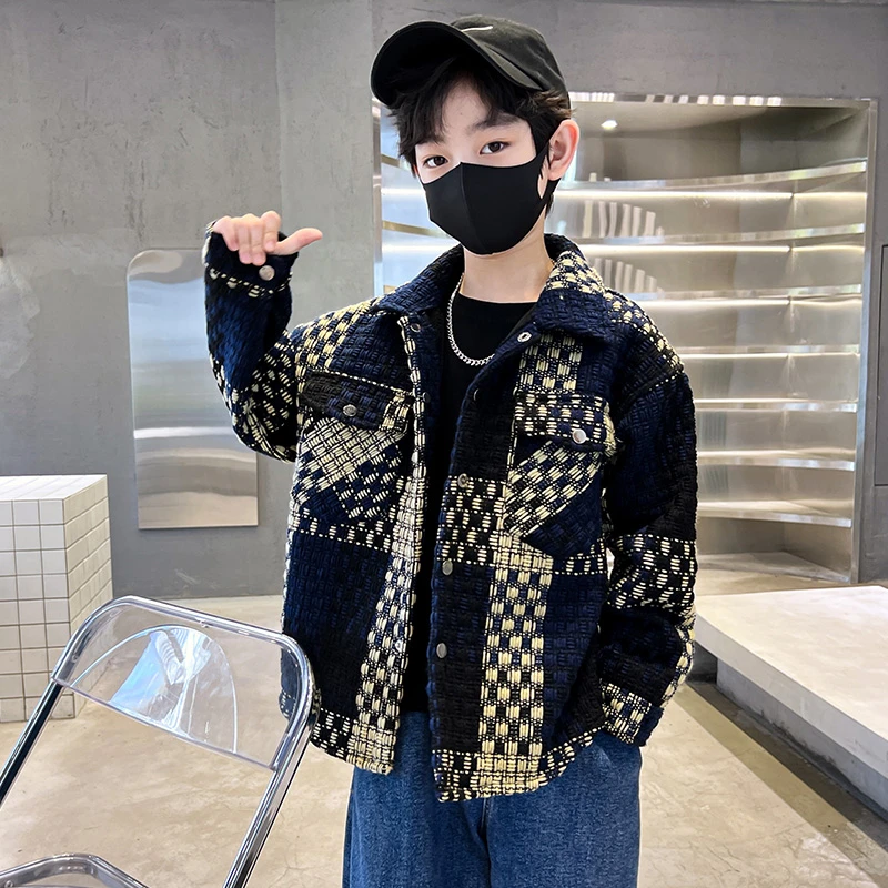 男童秋装外套2025新款中大儿童男孩秋冬季小香风加绒加厚韩版夹克