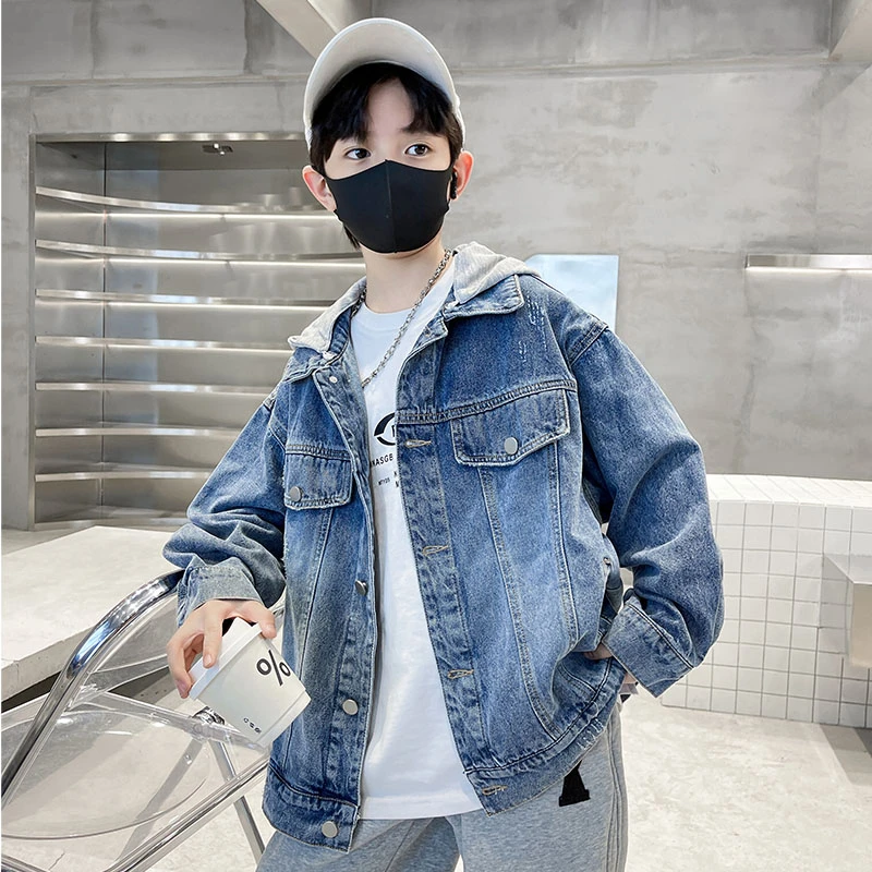 儿童装男童秋装牛仔外套2025新款中大童男孩秋冬款加绒加厚夹克潮