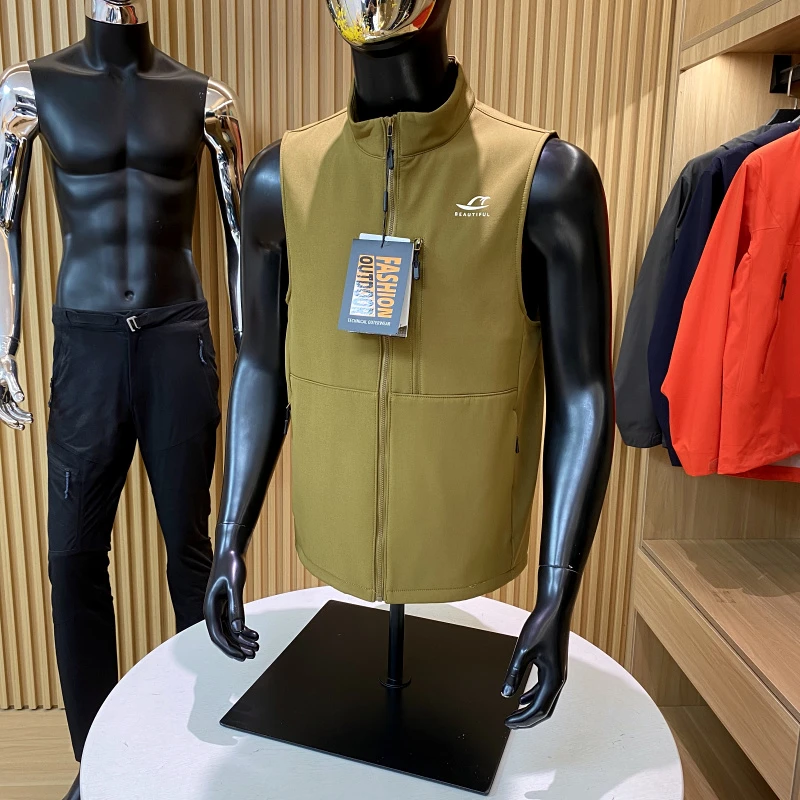 重磅机能户外！高品质！秋冬男士轻盈防风锁温立领马甲软壳背心潮