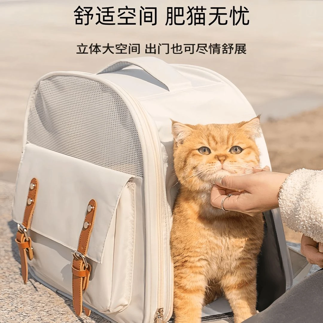 外出宠物背包半透明猫咪双肩包宠物包装猫背包猫咪时尚可折叠背包