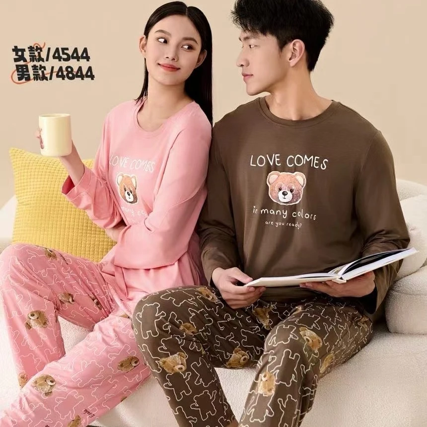 24秋冬新款意大莱氧肤棉睡衣套装休闲家居服女4544家居服男4844