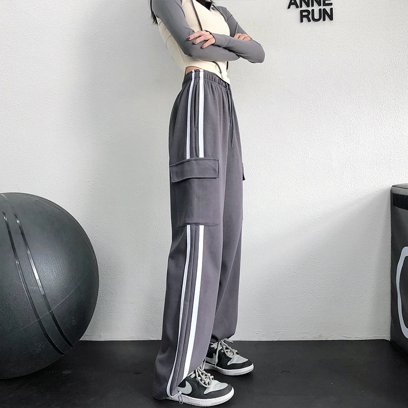 annerun宽松直筒运动裤跑步裤学生晨跑跑步裤子跑步运动裤女士