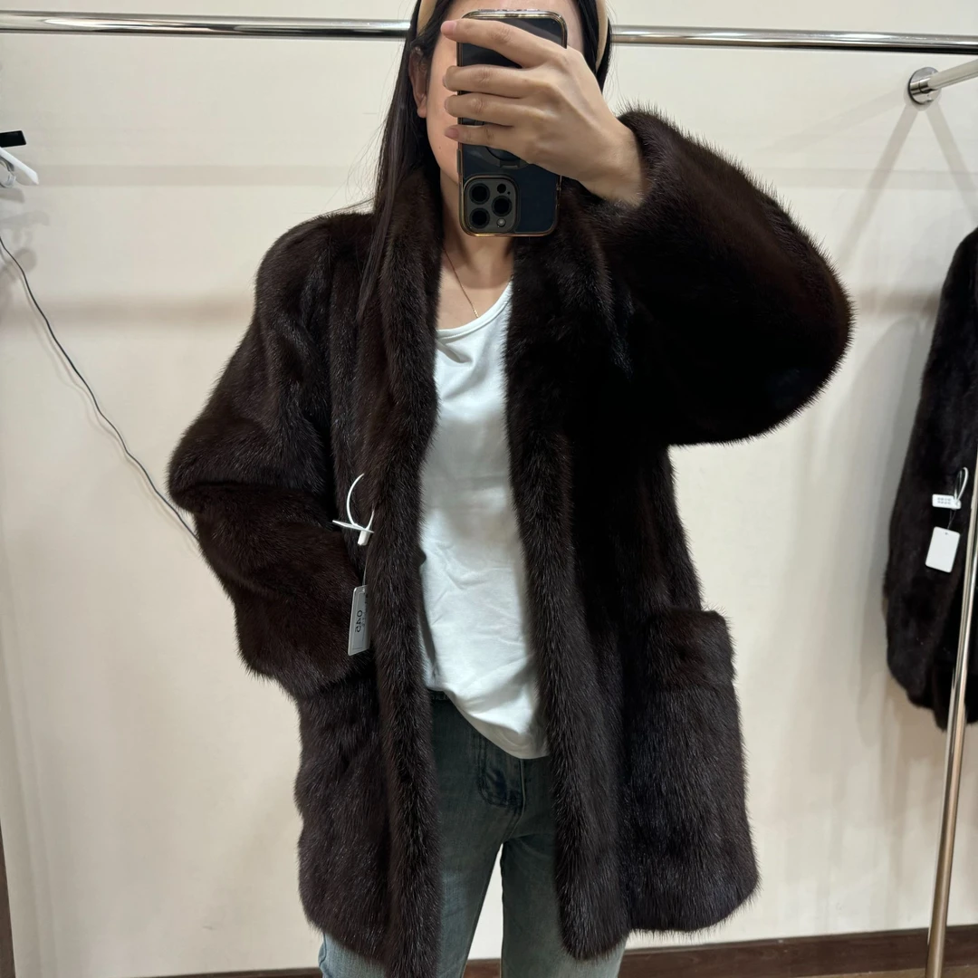 棕色青果领明兜设计款EMBA气质轻奢女士黑色设计师冬季