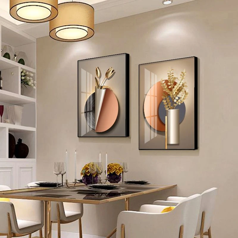 极简餐厅装饰画饭厅挂画双联现代简约高档餐厅墙面装饰背景墙壁画