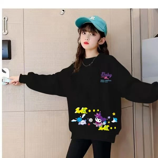 女童卫衣加厚款儿童秋季打底衫2024秋款童装纯棉加绒上衣童装外穿