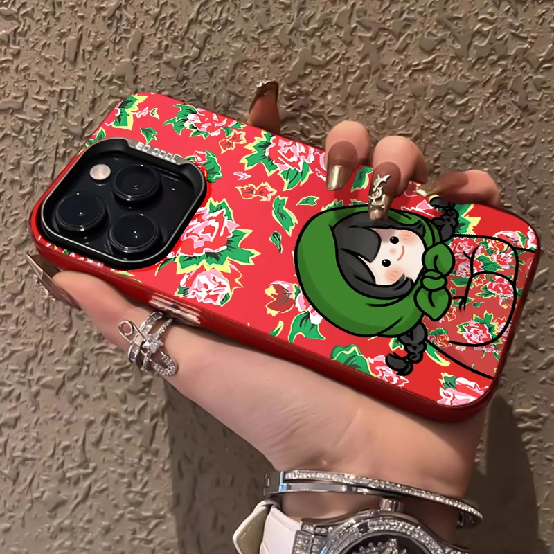 大花花棉袄苹果13手机壳iPhone15promax高级感11/12/14创意个性xs