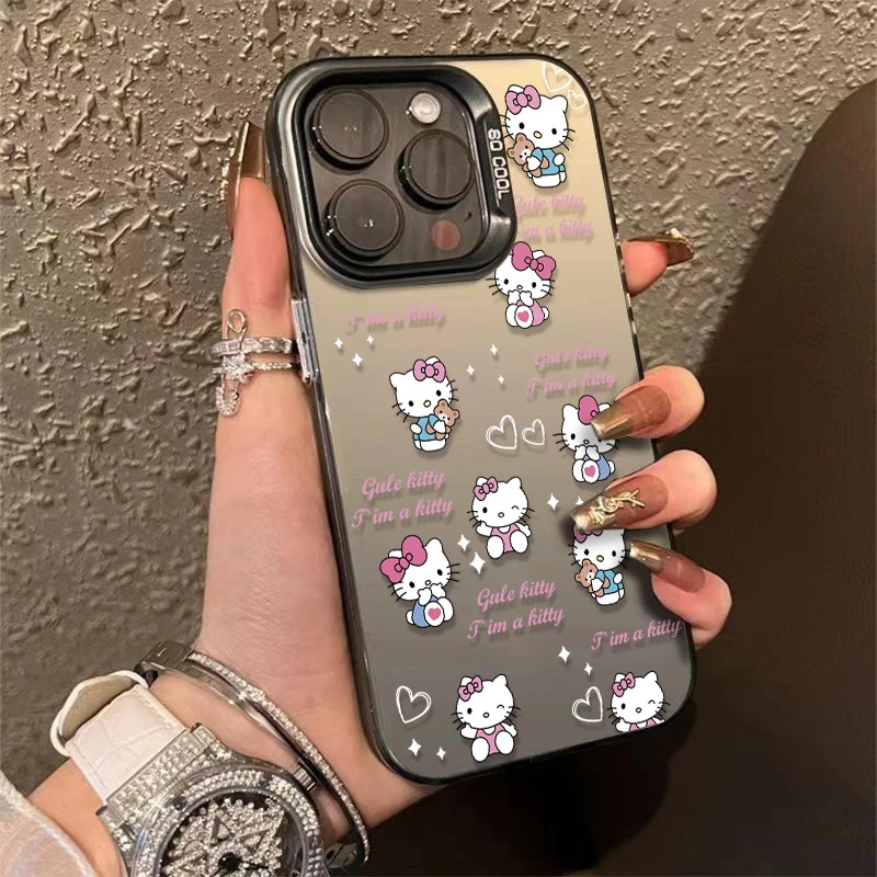 QQ卡通猫金属按键苹果15手机壳iPhone14promax/13/12高级感软防摔