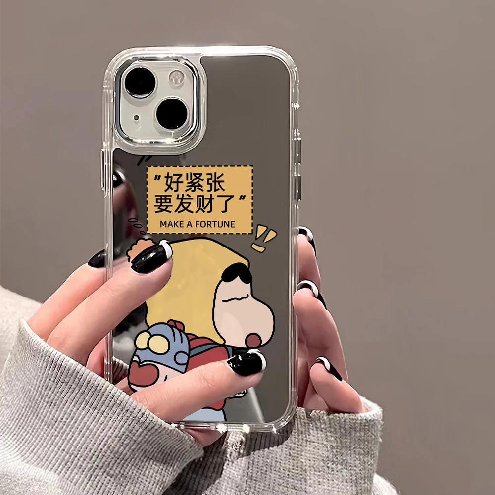 小新发财苹果15手机壳iPhone14promax镜面太空壳13/12/11高级软感