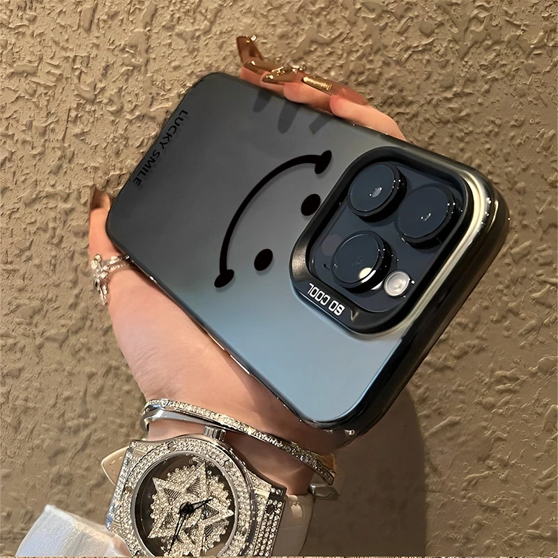 黑色微笑苹果14手机壳iPhone13promax全包镜头11/12潮牌7PLUS防摔