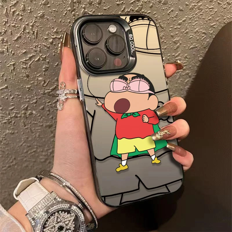 超人小新金属按键苹果15手机壳iPhone14promax/13/12高级感软防摔