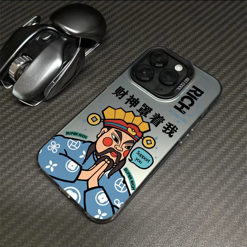 高级感潮牌苹果手机壳iphone15财神罩着我14promax 防摔13软12/11