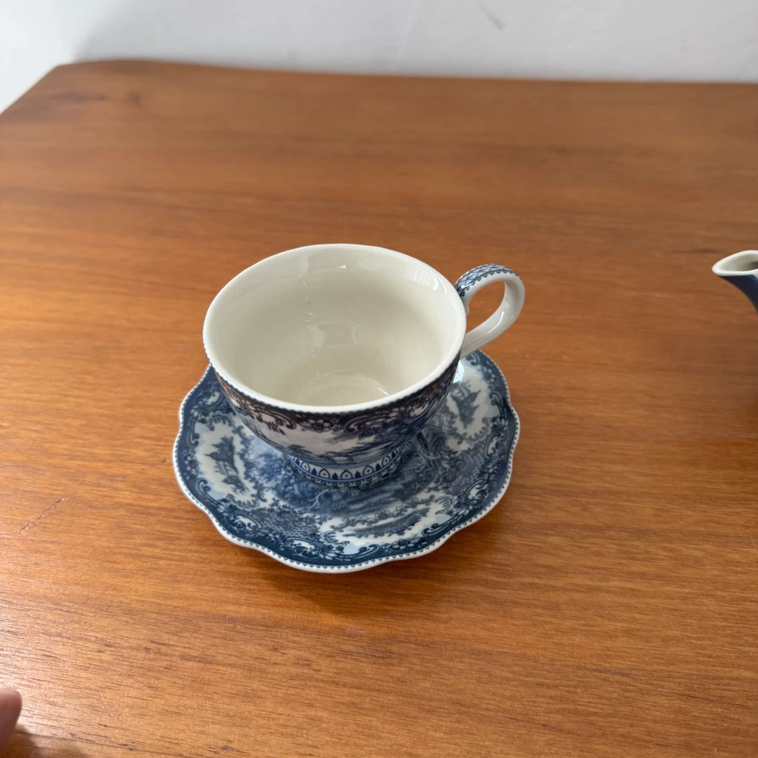 欧洲名画046蓝色城堡系釉中彩小杯碟茶杯咖啡杯