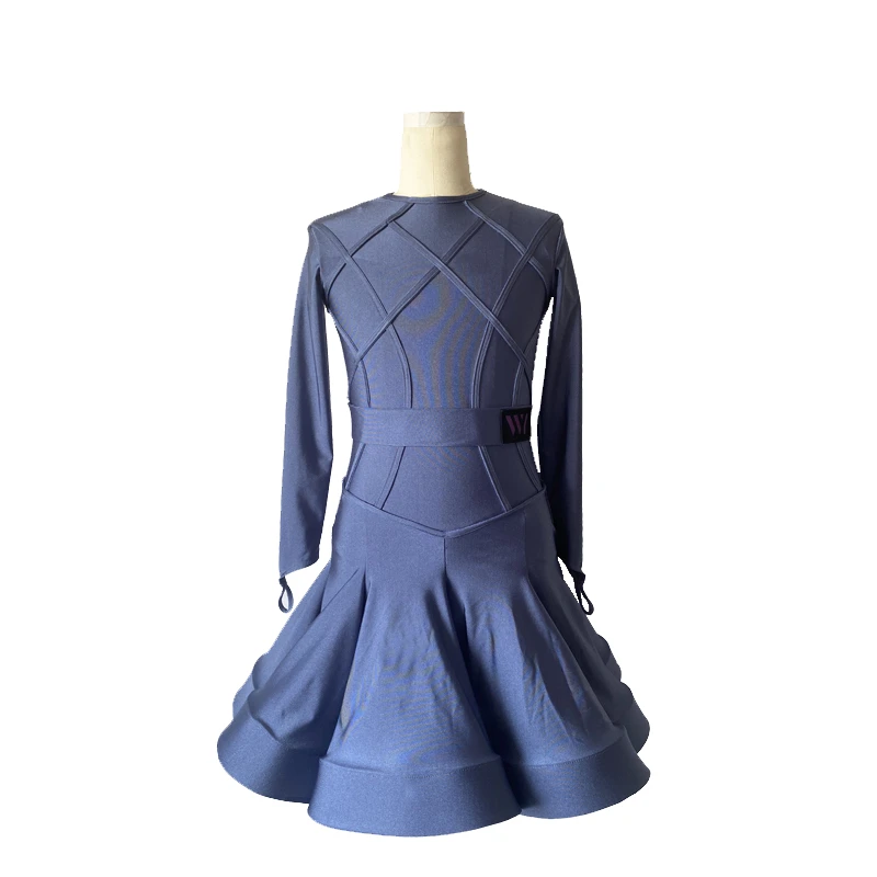 【考级】演出服拉丁舞规定考级服长袖儿童连衣裙国标比赛服