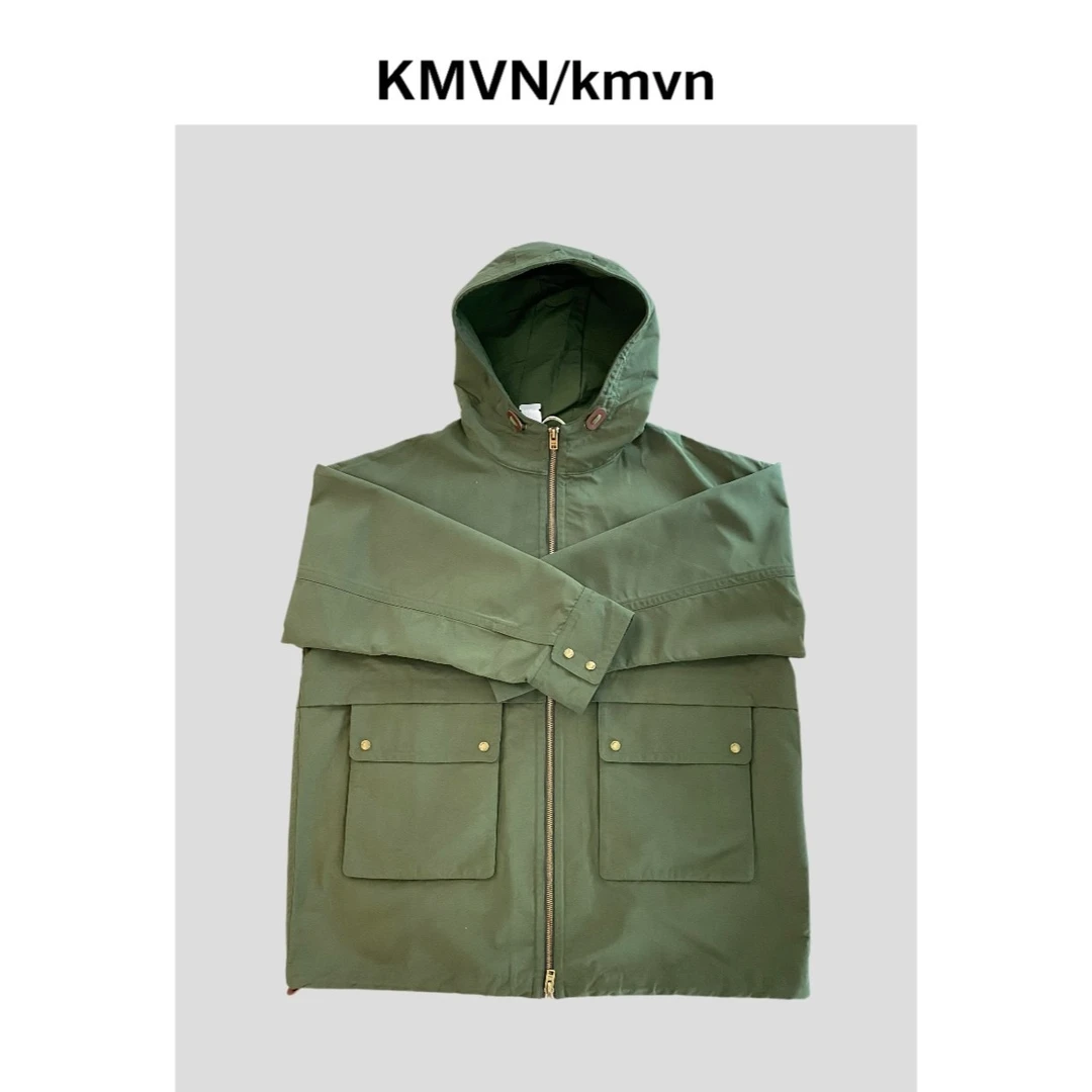 kmvn/kmvn【军绿大衣】秋冬季连帽双拉链宽松长袖风衣外套