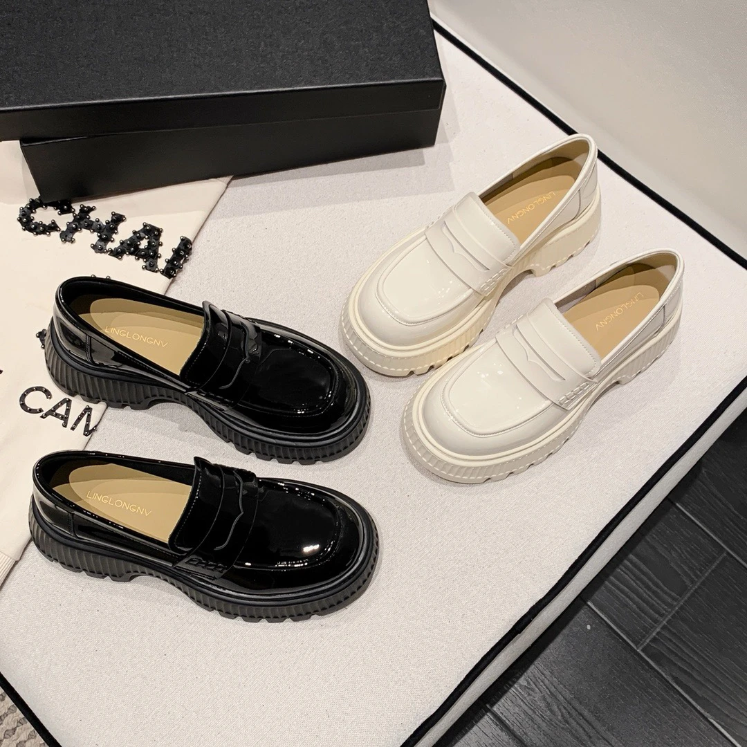 【聚新汇】88661-138厚底真皮百搭气质休闲通勤韩系乐福鞋乐福鞋