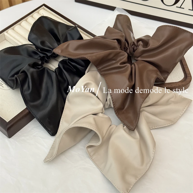 高级感秋冬皮质方巾大肠发圈女韩版气质扎头发皮筋低马尾发绳头绳