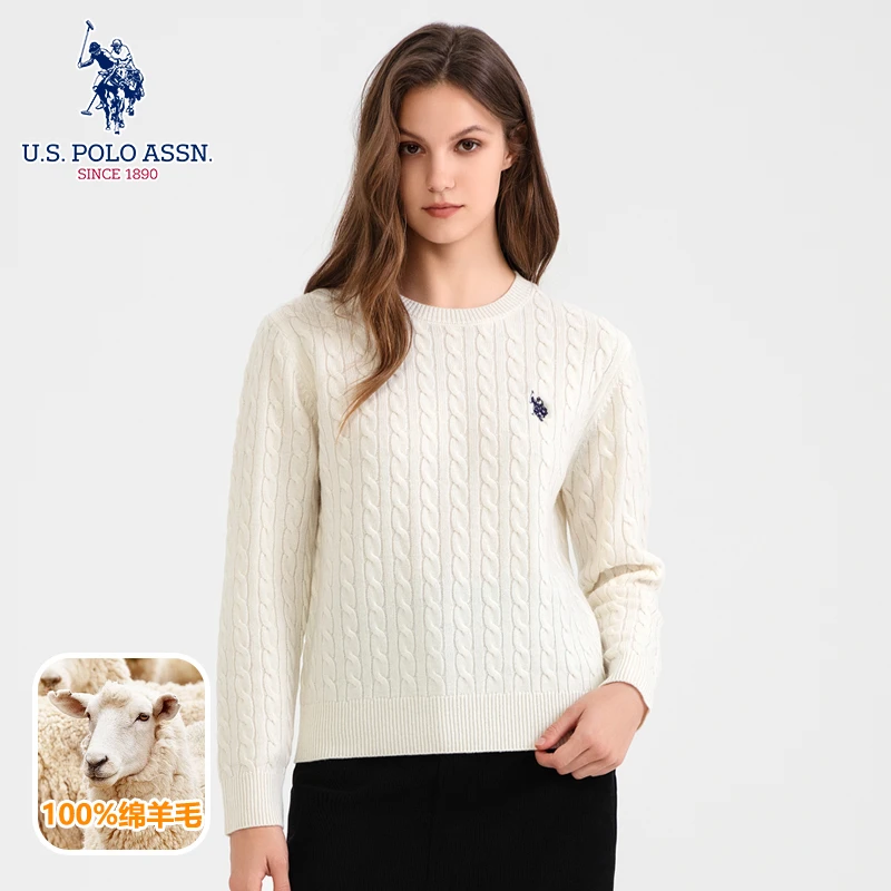 U.S. POLO ASSN. 女士秋冬休闲套头圆领羊毛衫T5319