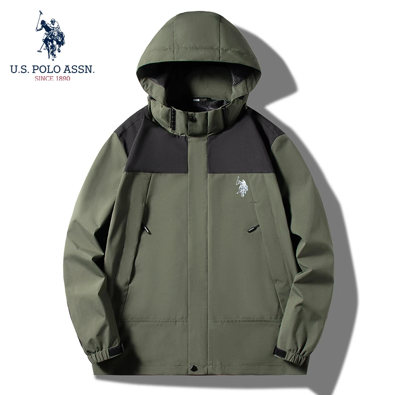 U.S. POLO ASSN.连帽防风夹克情侣户外防水冲锋衣保暖US23JK679