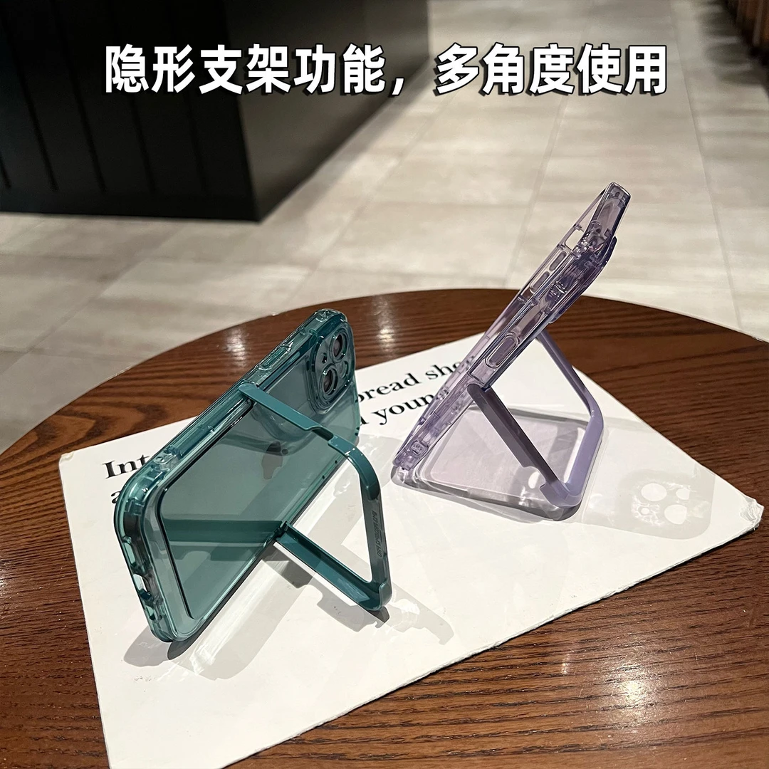 适用新款隐形支架苹果14手机壳iPhone13pormax硅胶透明11全包12防