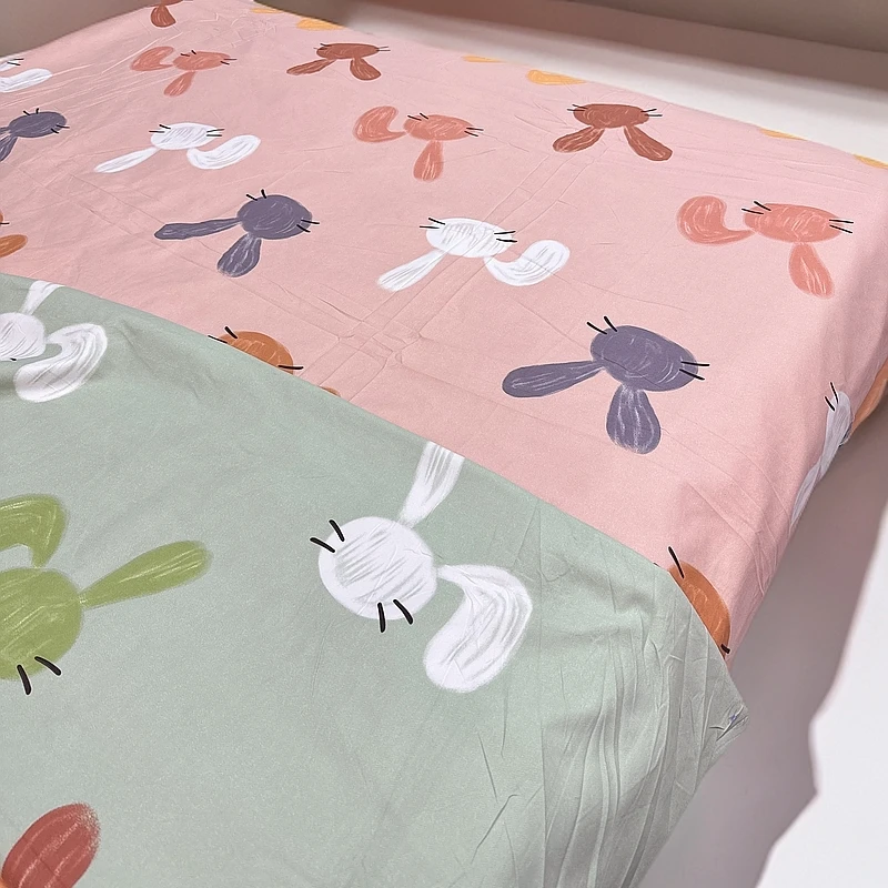 （多尺寸被套）卡通小兔子单人双人斜纹被罩