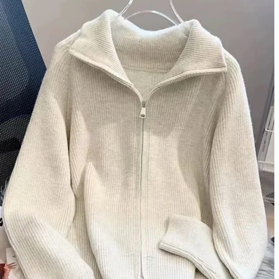 《拉链开》新款高领拉链加厚50毛毛衣女
