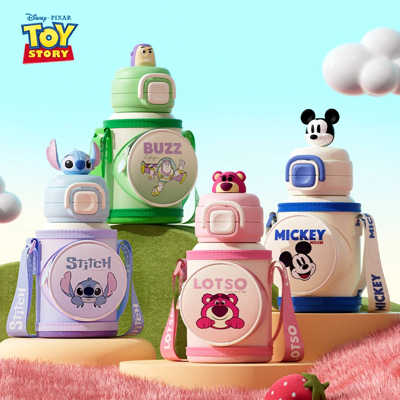 迪士尼儿童保温杯上学专用男女孩草莓熊316双饮吸管水杯壶小学生