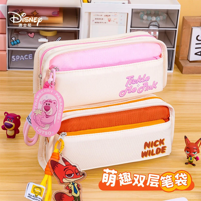 迪士尼草莓熊简约笔袋女孩超大容量文具盒女生新款潮流铅笔盒女