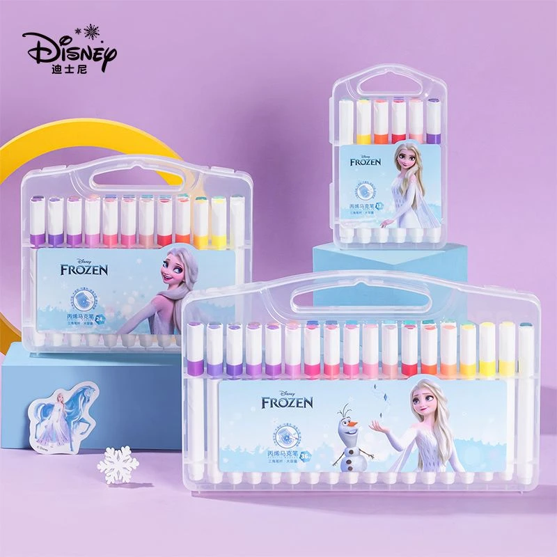 Disney/迪士尼不透色可叠色彩笔套装小学生绘画画24色水彩笔水性