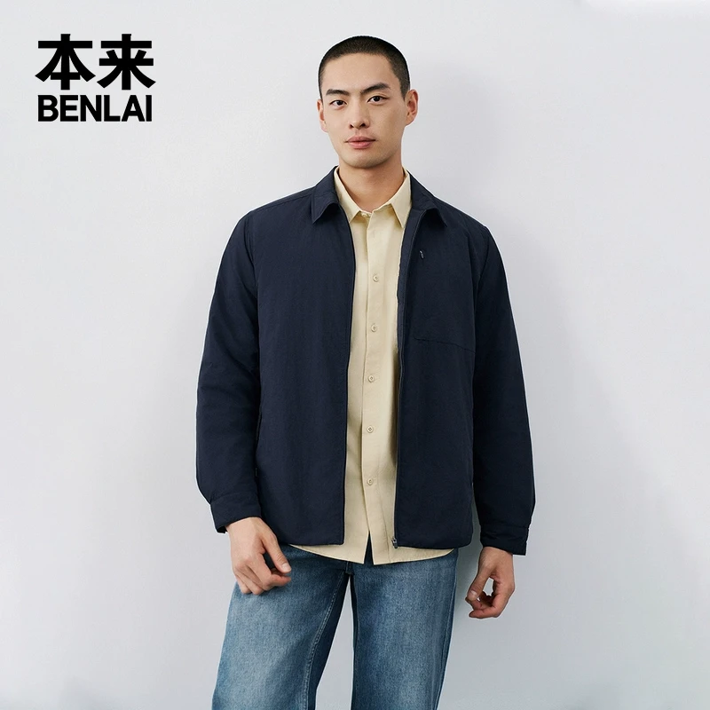 本来BENLAI男士翻领羽绒服2024秋冬新款简约商务休闲洋气羽绒服