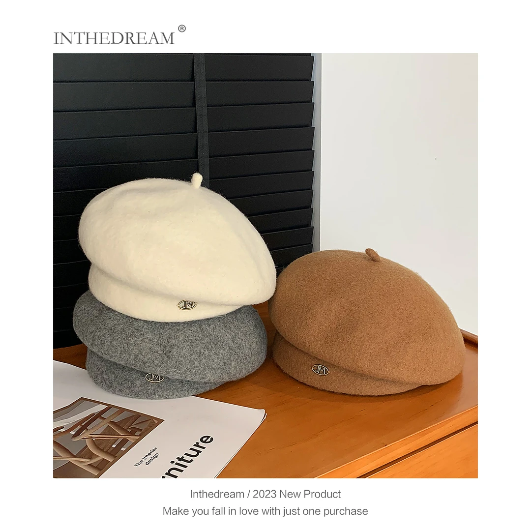 新疆西藏包邮韩版帽子女冬季英伦贝雷帽粉色可爱大头围百搭定型潮