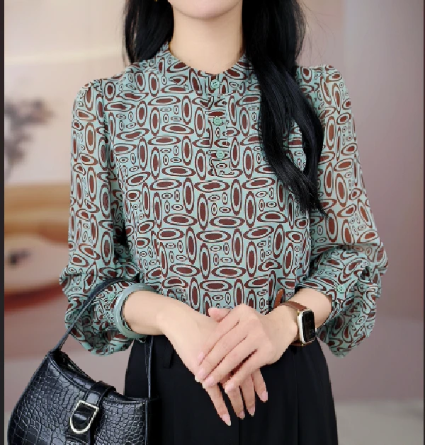 四海乘风衬衫2024年新款女高端上衣碎花衬衫设计高级轻奢衬衣JA65