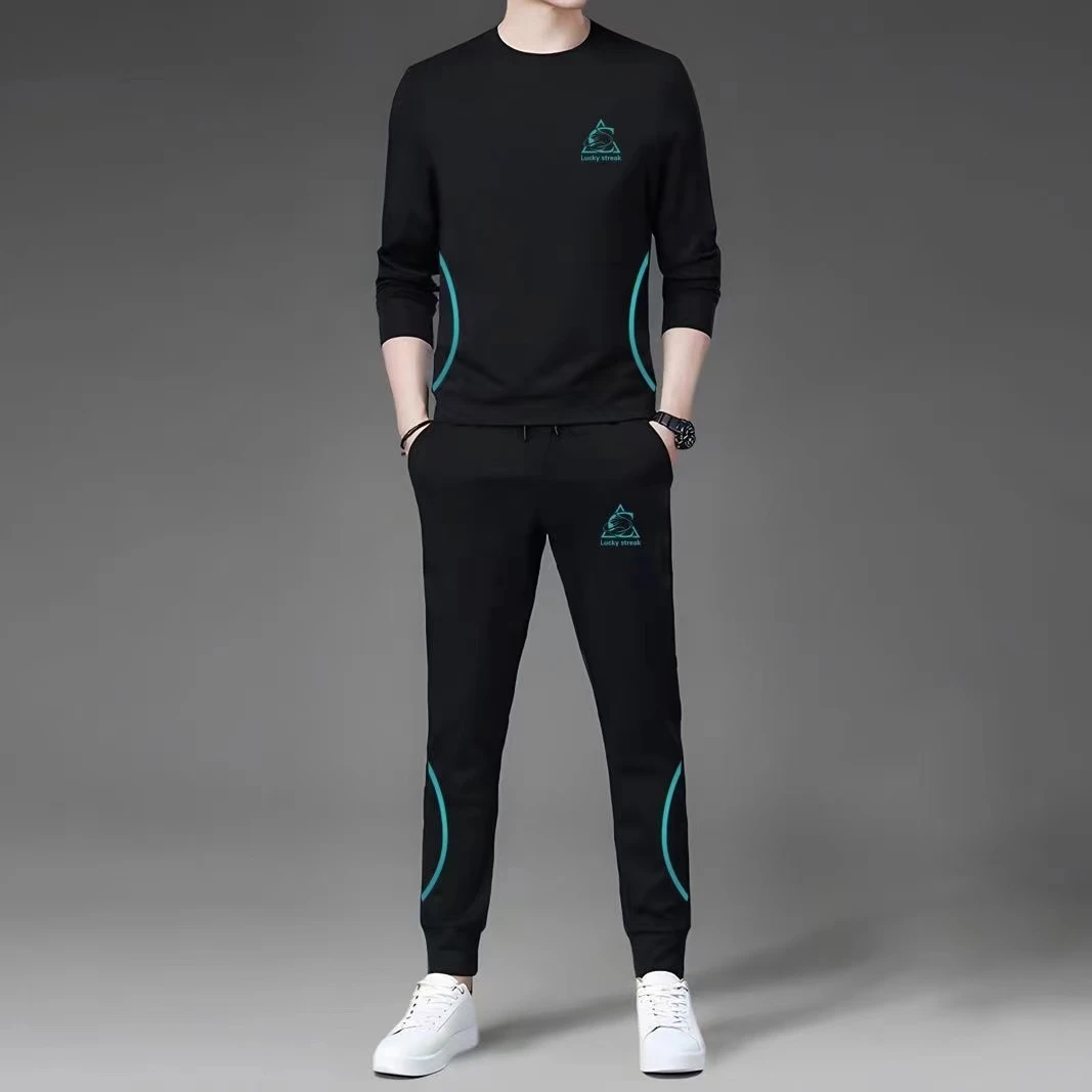 秋冬款男士休闲运动套装舒适宽松卫衣加绒加厚百搭运动跑步两件套